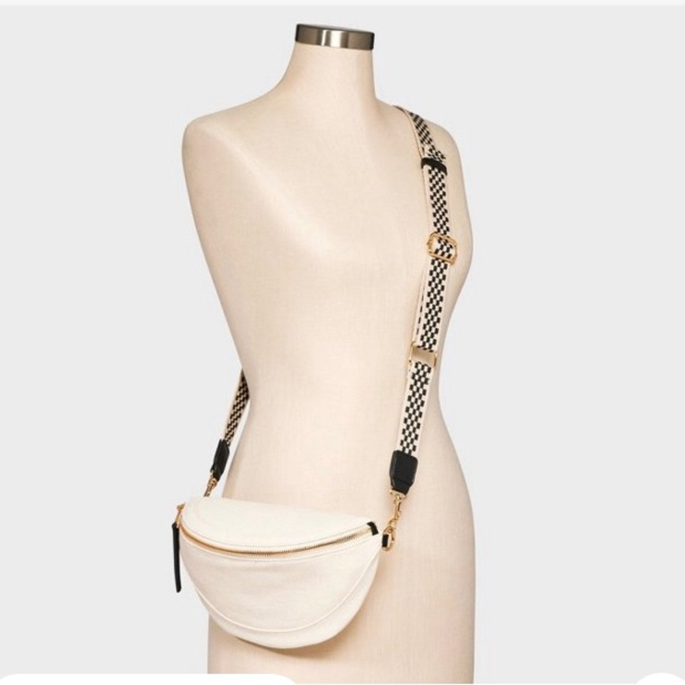 Universal Thread Cream Crossbody Bag with Checkered Strap, NWT - Picture 3 of 9